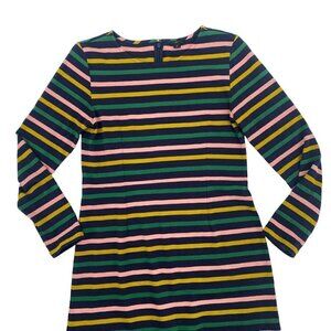 J Crew Size 4 Striped Colorful 100% Cotton Stretch Long Sleeve Midi Dress G7980